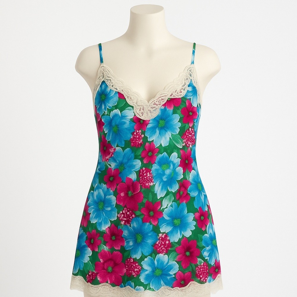 Vintage‎ Victoria's Secret Gold Label Floral 90s Floral Slip Medium Nightgown